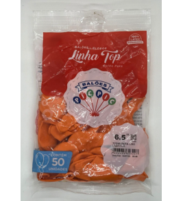 Balão liso 6.5 laranja com 50 unidades Pic Pic 