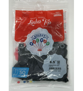 Balão liso 6.5 preto com 50 unidades Pic Pic 