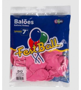 Balão liso 7 rosa com 50 unidades Fest Ball