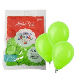 Balão liso 6.5 verde limão com 50 unidades