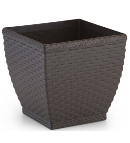 Cachepot plástico quadrado 42cm rattan coffee Injeplastec