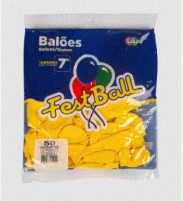Balão liso 7 amarelo com 50 balões Fest Ball