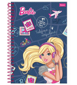Caderno espiral capa dura1/4 96 folhas barbie unid. Foroni