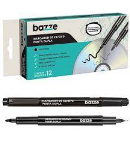 Caneta para cd e dvd preta com 2 pontas Bazze
