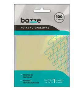 Bloco adesivo amarelo 01 bloco com 100 folhas 76x76mm Bazze