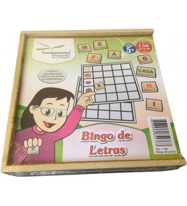 Bingo de letras 156 peças mdf Fundamental Brinquedos