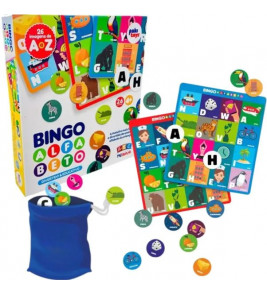 Bingo do alfabeto com bolsa 104 peças Paki Toys