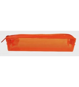 Estojo quadrado plástico transparente lights laranja neon Acp