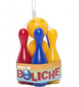 Boliche com 06 pinos 02 bolas 25cm cores Cardoso Toys