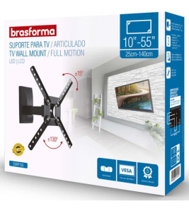 Suporte preto tv lcd 10 a 55 braço articulado Brasforma