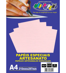Papel a4 vergê salmão 180g 50 folhas Off Paper