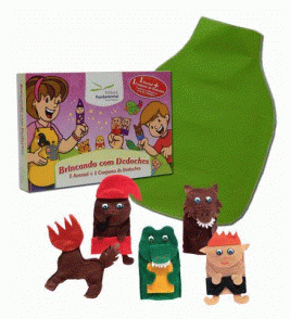 Dedoche com avental folclore 6 peças feltro Fundamental Brinquedos