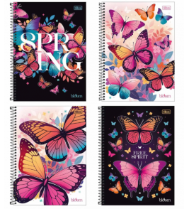 Caderno espiral capa dura 10 matérias 160 folhas bloom universitário Tilibra