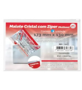 Pasta malote cristal com ziper 173mmx130mm Dac