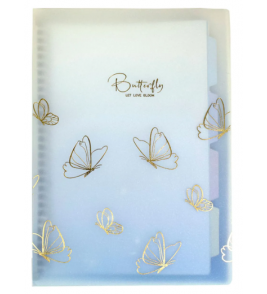 Caderno espiral capa plastica com 4 divisórias 56 folhas butterfly Dac