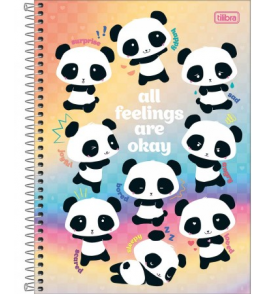 Caderno espiral capa dura 20 matérias 320 folhas lovely frie universitário Tilibra
