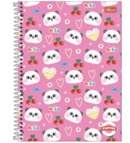 Caderno espiral capa dura 12 matérias 192 folhas pepper feminino diversos Tilibra