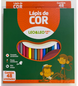 Lápis de cor 48 cores sextavado flex Leo e Leo