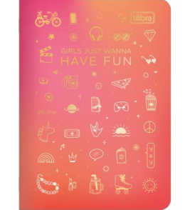 Caderno grampeado capa fina 1/4 32 folhas doodles Tilibra