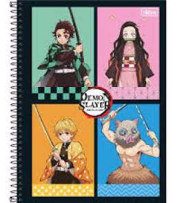 Caderno espiral capa dura 10 matérias 160 folhas demon slay universitário Tilibra