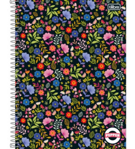 Caderno espiral capa dura 16 matérias 256 folhas pepper feminino diversos Tilibra