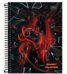 Caderno espiral capa dura 15 matérias 240 folhas smart player Cadersil