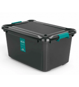 Caixa organizadora 27 litros preta com tampa 50x34x25,5cm Plasvale