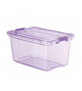 Caixa organizadora 27 litros translucida lilás com tampa 50x34x25.5cm Plasvale