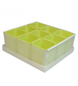 Caixa organizadora com 9 porta-objetos cristal e verde pistache Dello