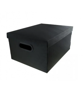 Caixa organizadora média linho preta 38x29x18,5cm Dello
