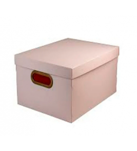 Caixa organizadora média linho rosa pastel 38x29x18cm Dello