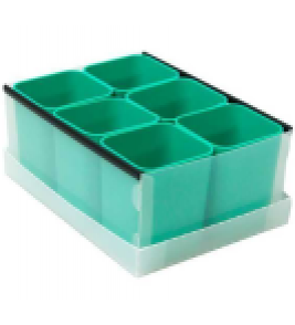 Caixa organizadora com 6 porta objetos cristal e verde Dello