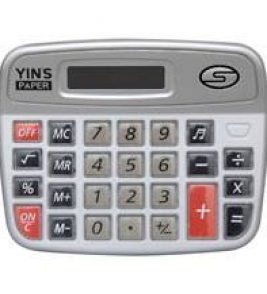 Calculadora de mesa 8 dígitos cinza e preta com som Yins Paper
