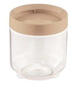 Pote redondo plástico transparente conecta com tampa capuccino 600ml