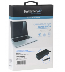 Fonte para notebook acer 19.5 volts 65 watts 3.42 ampères Bestbattery