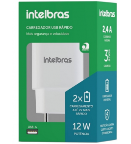 Carregador fonte USB fast charge bivolt branco Intelbras