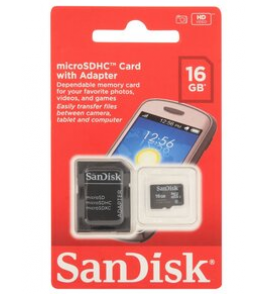Cartão de memória micro sd 16gb com adaptador Sandisk