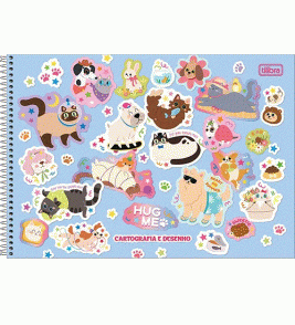 Caderno espiral capa dura de desenho 80 folhas hug me Tilibra