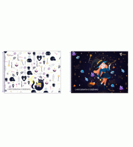 Caderno espiral capa dura de desenho 80 folhas magias 3B