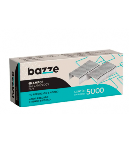 Grampo 26/6 galvanizado caixa com 5000 para 20 folhas Bazze