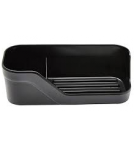 Porta detergente sabão esponja preto 2 divisórias Ou