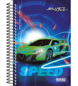 Caderno espiral capa dura 1 matéria 80 folhas silver tuning universitário São Domingos
