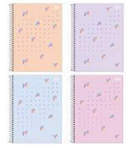 Caderno espiral capa dura 12 matérias 192 folhas happy cores universitário Tilibra