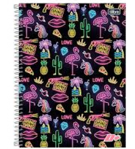 Caderno espiral capa dura 12 matérias 240 folhas mais+feminino Tilibra
