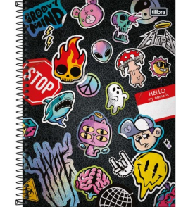 Caderno capa dura 16 matérias 256 folhas hype universitário Tilibra