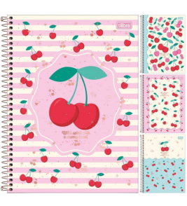 Caderno espiral capa dura 10 matérias 160 folhas amarena universitário Tilibra