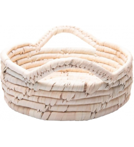 Conjunto com 03 cestos ovais de fibra natural com alça Lyor