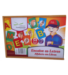 Quebra-cabeça alfabeto em libras 54 peças mdf Fundamental Brinquedo