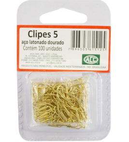 Clips 5 dourado blister com 100 unidades 2.20.33.21- ACC