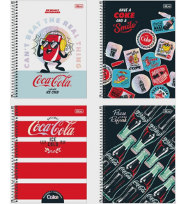 Caderno espiral capa dura 10 matérias 160 folhas Coca-Cola universitário Tilibra